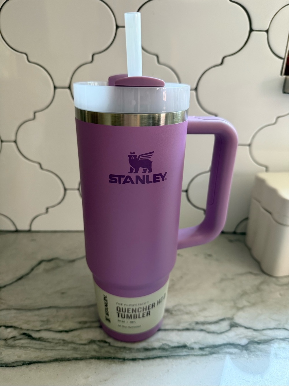 Stanley Purple Quencher Travel Mug with Handle and Straw
